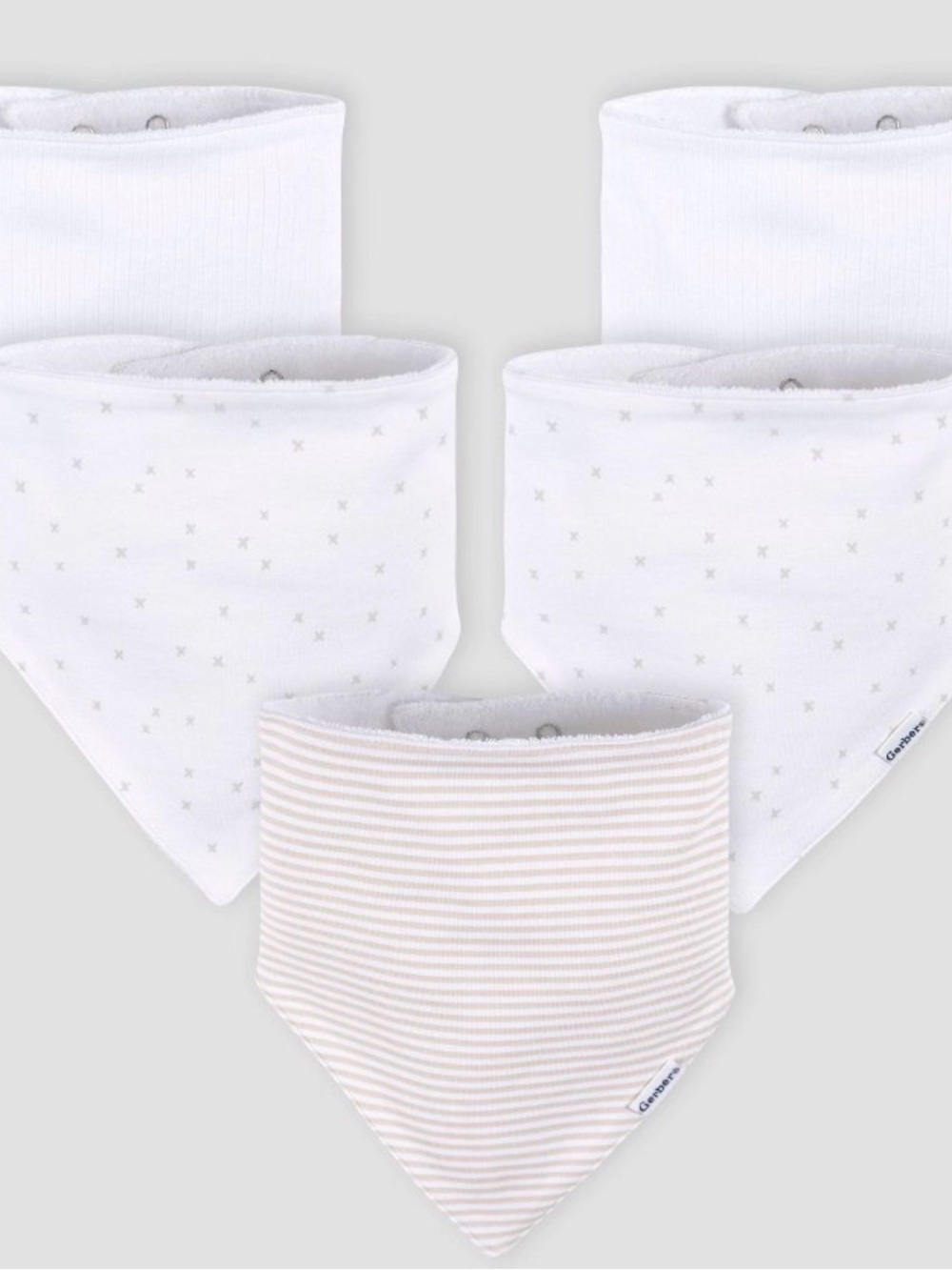 GERBER Neutral Baby Bandana Bibs - Set of 5